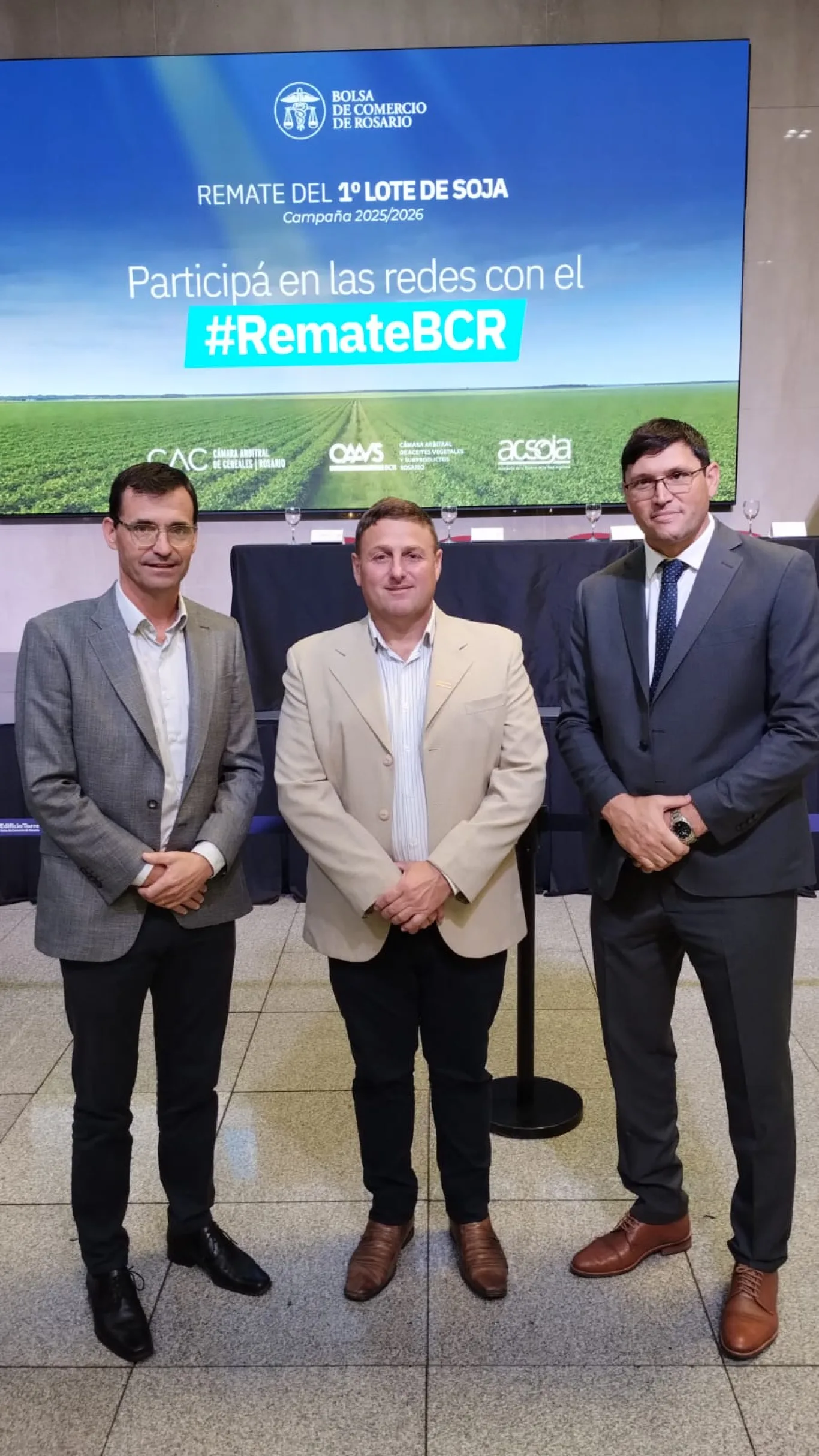 La Cooperativa condujo la subasta del primer lote de soja 2025/2026 en Rosario y alcanzó un valor récord
