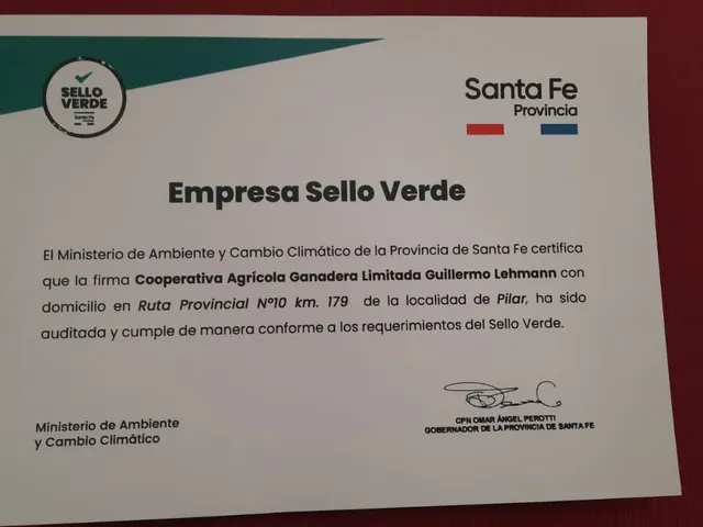 SUSTENTABILIDAD: LA LEHMANN YA TIENE SU “SELLO VERDE”
